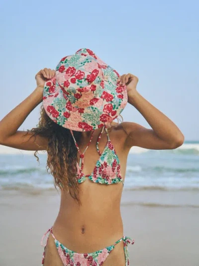 Lost Pattern Nyc "le Jardin" Reversible Sun Hat In Red
