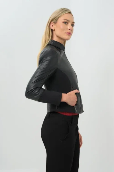 Anatomie Dill Leather Jacket With Fleece Lined Panels In Black