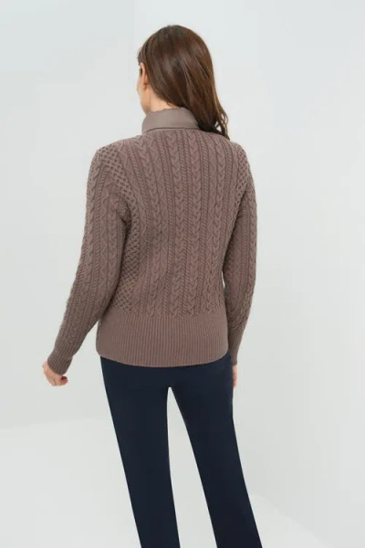 Anatomie Nina Puffer Jacket With Knit Back And Sleeves In Brown