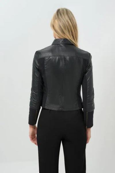 Anatomie Dill Leather Jacket With Fleece Lined Panels In Black
