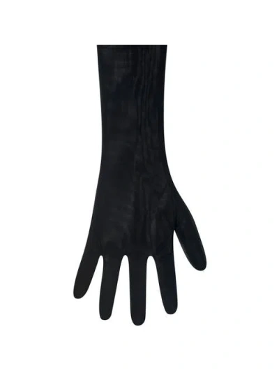 Miss Circle Eve Fur-trimmed Mesh Opera-length Gloves In Black