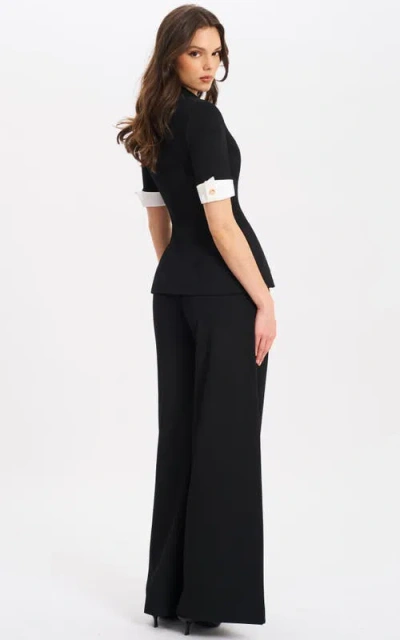 Miss Circle Aleeza Wide Leg Suit Pants In Black