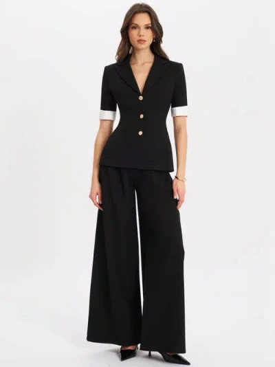 Miss Circle Aleeza Wide Leg Suit Pants In Black