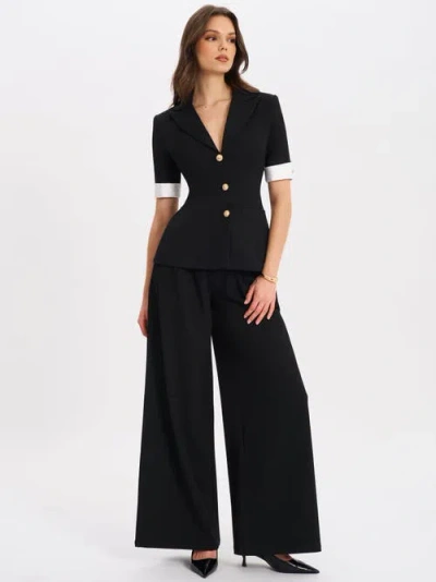 Miss Circle Aleeza Wide Leg Suit Pants In Black