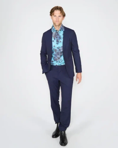 Lords Of Harlech Paxton Tailored Wool Pant In Blue