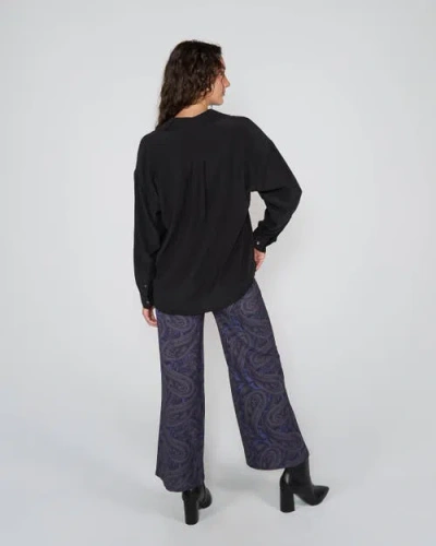 Lords Of Harlech Sophie Silk Oversized Shirt In Black