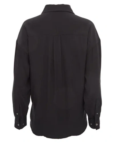 Lords Of Harlech Sophie Silk Oversized Shirt In Black
