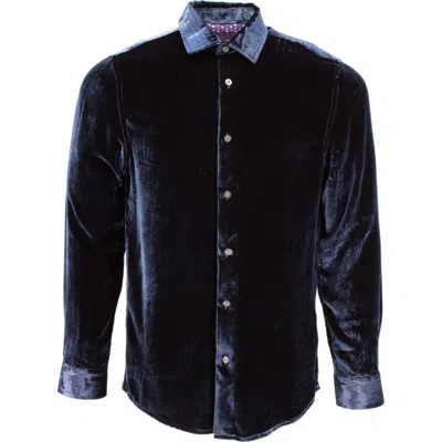 Lords Of Harlech Ned Velvet Shirt In Blue