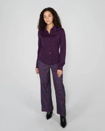 Lords Of Harlech Scarlet Merino Shirt In Purple