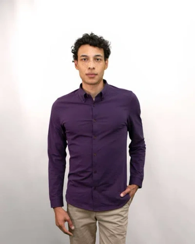 Lords Of Harlech Sawyer Knit Shirt In Purple