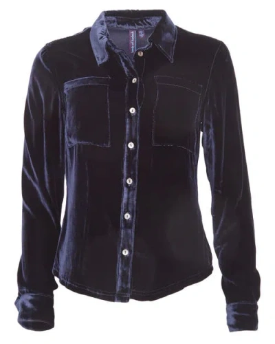Lords Of Harlech Sylvia Velvet Shirt In Black