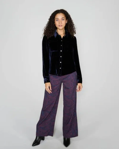 Lords Of Harlech Sylvia Velvet Shirt In Black