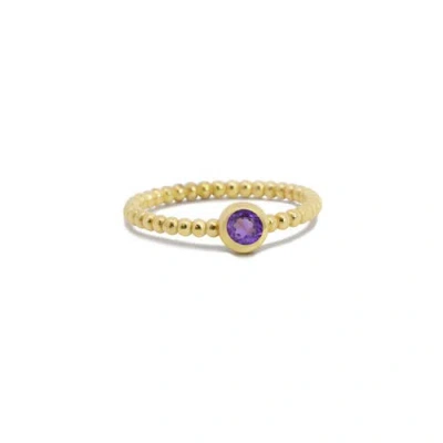 The Lovery Fine Jewelry Gold Beaded Amethyst Ring In Gold