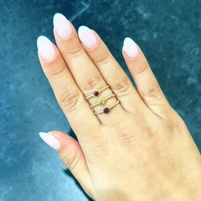 The Lovery Fine Jewelry Gold Beaded Amethyst Ring In Gold