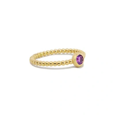 The Lovery Fine Jewelry Gold Beaded Amethyst Ring In Gold