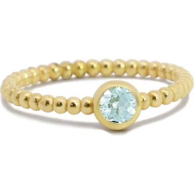 The Lovery Fine Jewelry Gold Beaded Aquamarine Ring In Gold