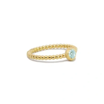 The Lovery Fine Jewelry Gold Beaded Aquamarine Ring In Gold