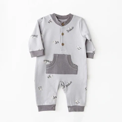Andy Wawa Panda Pocket Romper In Gray