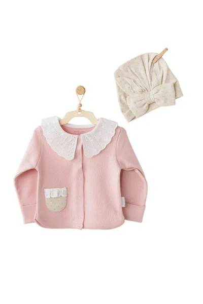 Andy Wawa Lace & Dots Baby Outfit In Pink