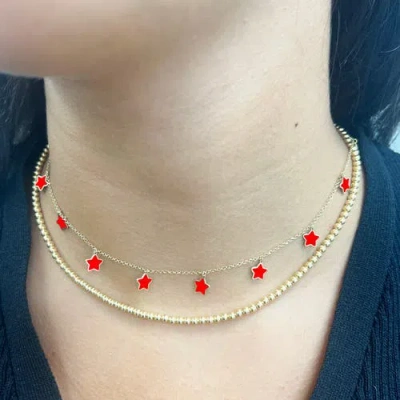 The Lovery Fine Jewelry Coral Star Dangle Necklace In Orange