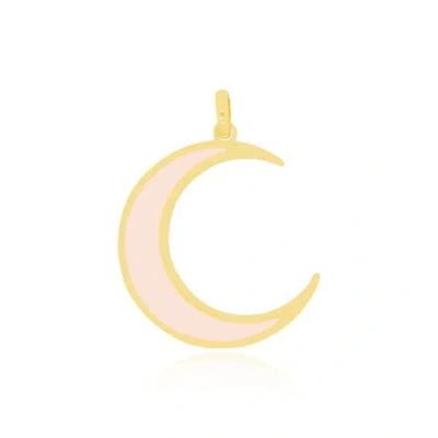 The Lovery Fine Jewelry Pink Pearl Crescent Moon Charm In Gold