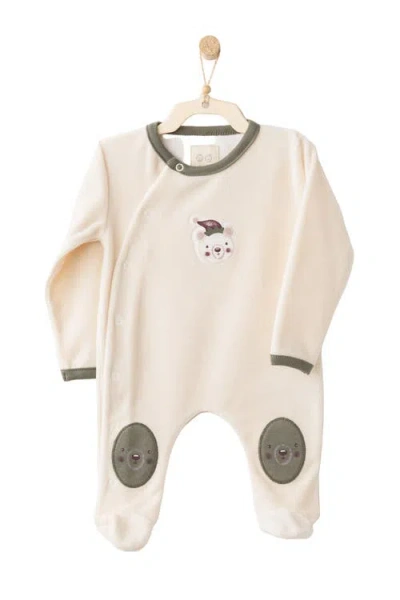 Andy Wawa Bear Patch Sleepsuit In White
