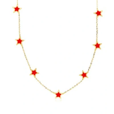 The Lovery Fine Jewelry Coral Star Station Necklace In Gold