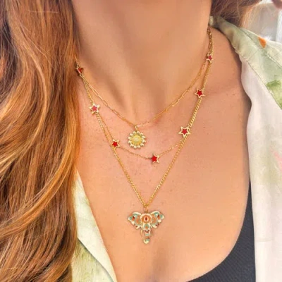 The Lovery Fine Jewelry Coral Star Station Necklace In Gold