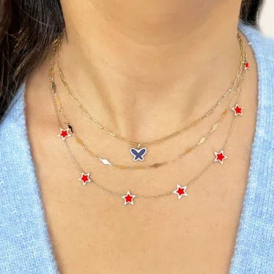 The Lovery Fine Jewelry Coral Star Station Necklace In Gold