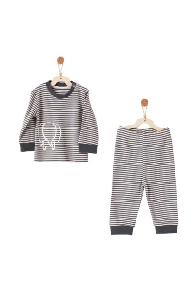 Andy Wawa Stripe Pj Set In Gray