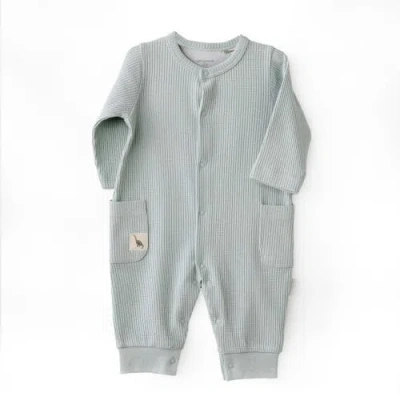 Andy Wawa Ribbed Giraffe Pocket Romper In Gray
