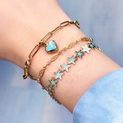 The Lovery Fine Jewelry Turquoise Star Bracelet In Blue
