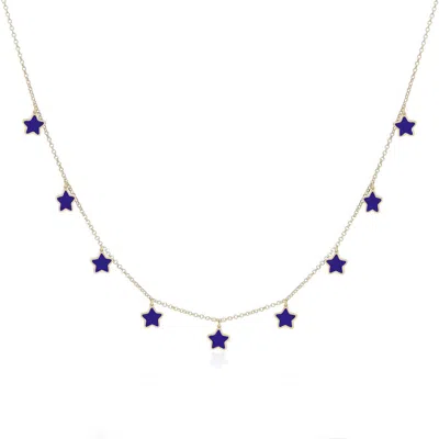 The Lovery Fine Jewelry Lapis Star Dangle Necklace In Blue