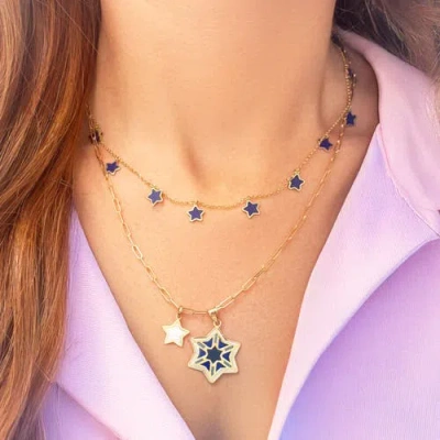 The Lovery Fine Jewelry Lapis Star Dangle Necklace In Blue