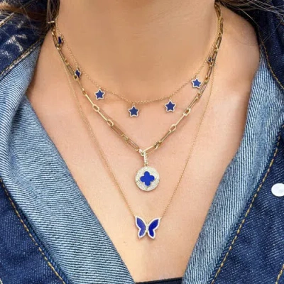 The Lovery Fine Jewelry Lapis Star Dangle Necklace In Blue