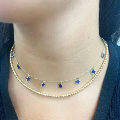 The Lovery Fine Jewelry Lapis Star Dangle Necklace In Blue