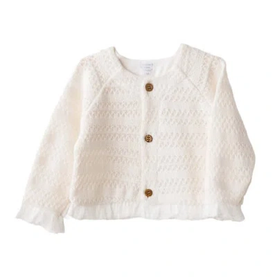 Andy Wawa Vanilla Ruffle Cardigan In White