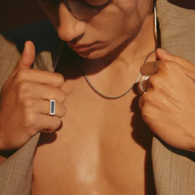 Loupn Rectangle Black Onyx Ring In Silver