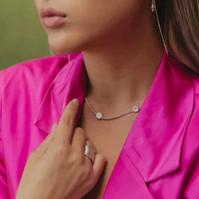 Loupn Flower Path Necklace In Metallic