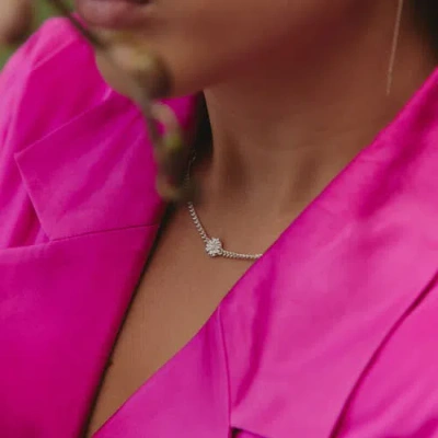 Loupn Flower Path Necklace In Metallic