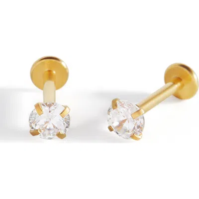 Mint & Lily Crystal Sleeper Flatback Studs | 18g In Gold