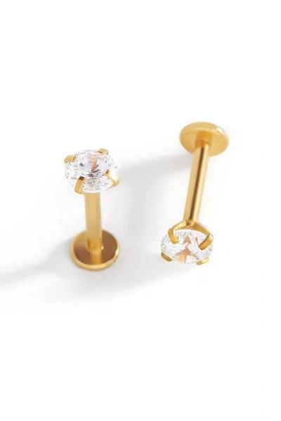 Mint & Lily Crystal Sleeper Flatback Studs | 18g In Gold