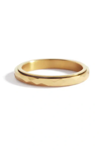 Mint & Lily Dainty Hammered Band Spinning Fidget Ring In Gold