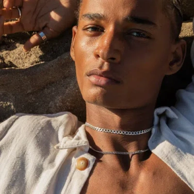Loupn Thin Cuban Chain Necklace In Metallic