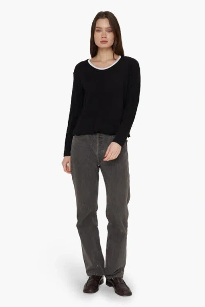 Wilt Clothing Raw Crew Crop Boxy Long Sleeve In Multi