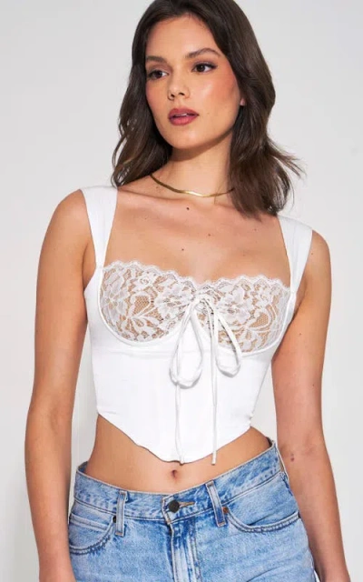 Miss Circle Everly Lace Satin Corset Top In White