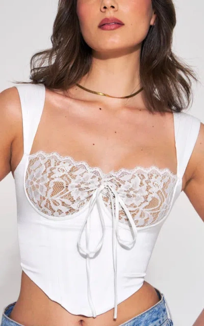 Miss Circle Everly Lace Satin Corset Top In White
