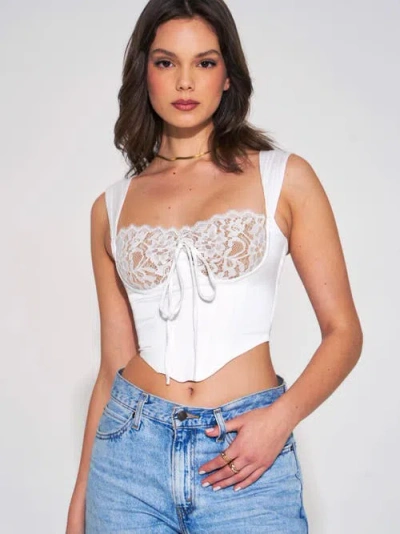 Miss Circle Everly Lace Satin Corset Top In White