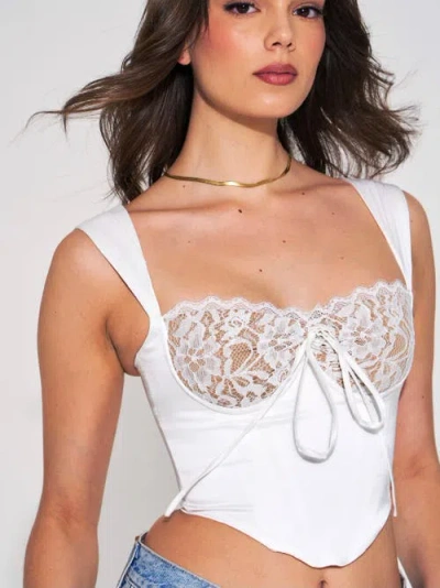 Miss Circle Everly Lace Satin Corset Top In White