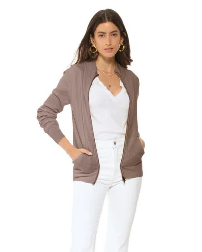 Monticelli Cashmere Pure Cashmere Zip Cardigan In Brown